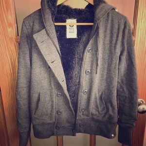 Roxy Grey Fuzzy Winter Coat